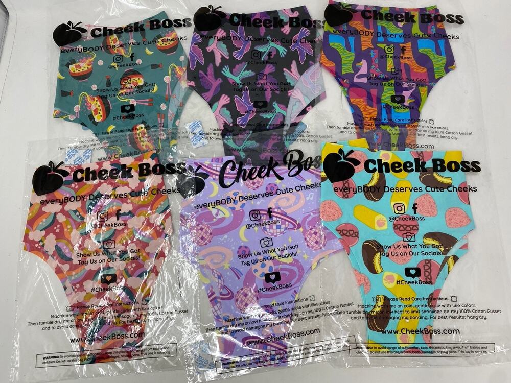 Huge Lot of 6 Pair Cheek Boss Underwear Sz S Panties Space Twinkies Heels Ramen